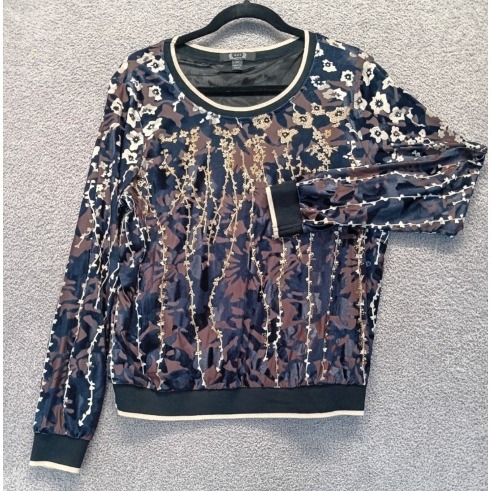 A.Z.I M‎ Burnout Velvet Whimsigoth Floral Top Rhinestones Front Fairy Grunge